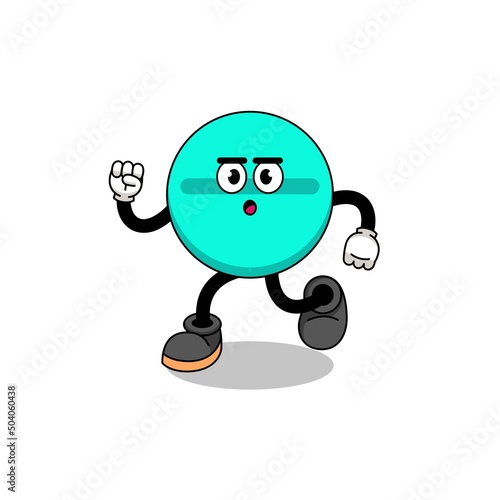 running medicine tablet mascot illustration