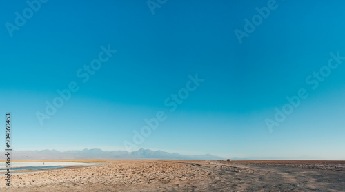 desert landscape with hut and sky