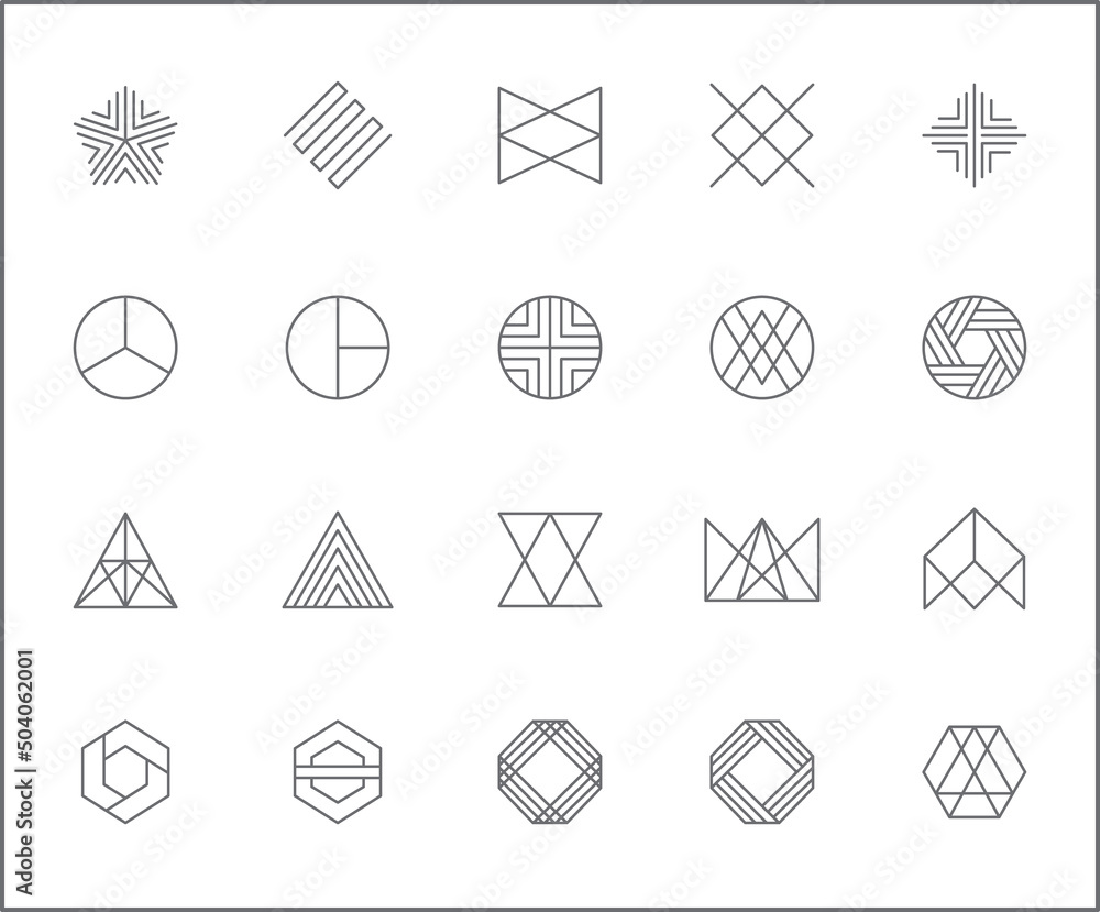 Simple Set of geometric Related Vector Line Icons. Contains such Icons ...