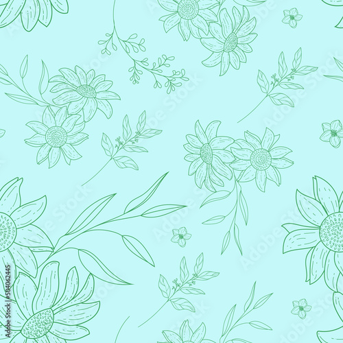 elegant seamless pattern outline floral design