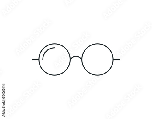 Glasses icon. Flat round line glasses. Vector isolated on white.