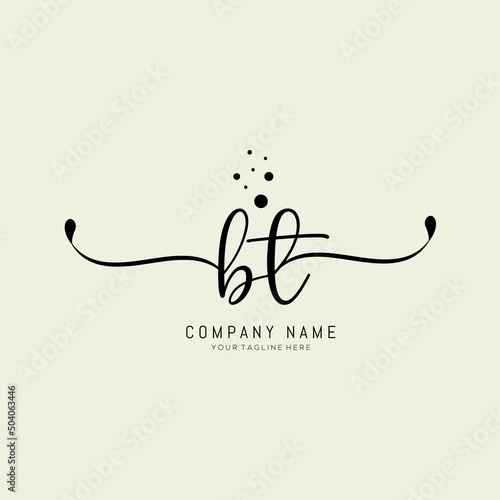 initial BT handwriting logo design vector template. dots letter BT logo design vector.
