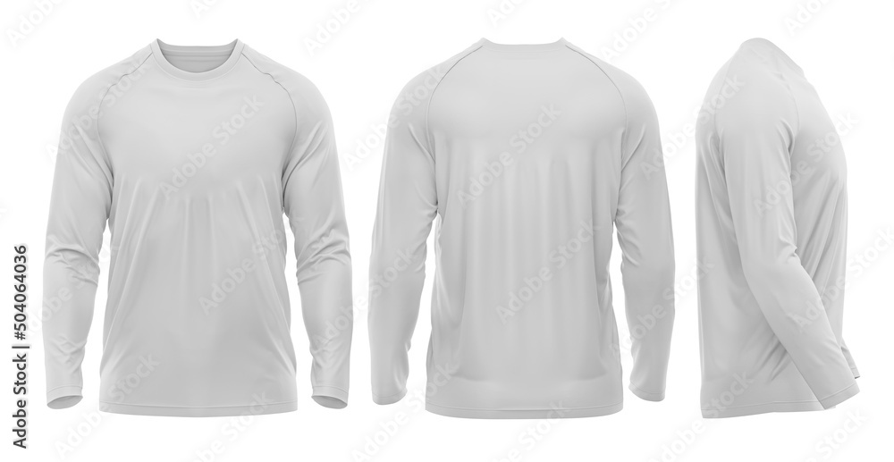 WHITE Long-sleeve Raglan sleeve T-shirt mockup 3d rendering, 3d  illustration Stock-Illustration | Adobe Stock
