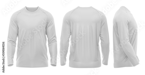 WHITE Long-sleeve Raglan sleeve T-shirt mockup 3d rendering, 3d illustration