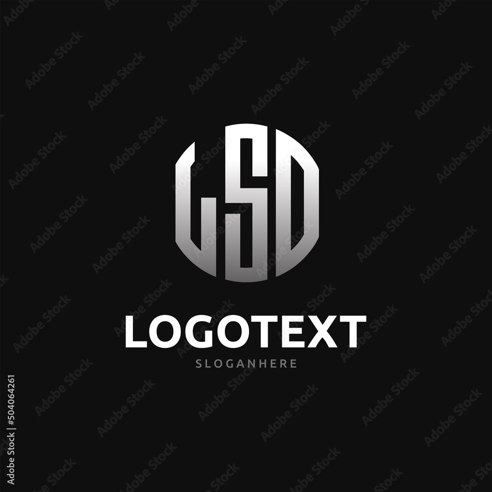 Lso Monogram logo, Lso Circle font, Round monogram Lso letters, three