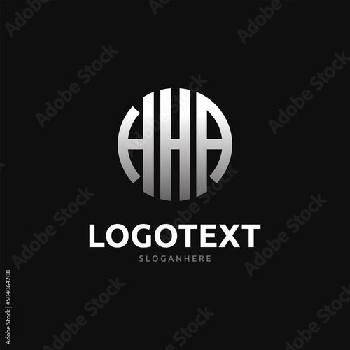 Hha Monogram logo, Hha Circle font, Round monogram Hha letters, three letters logo