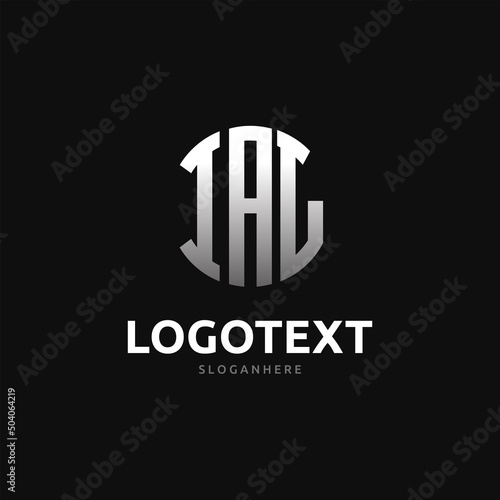 Ial Monogram logo, Ial Circle font, Round monogram Ial letters, three letters logo photo