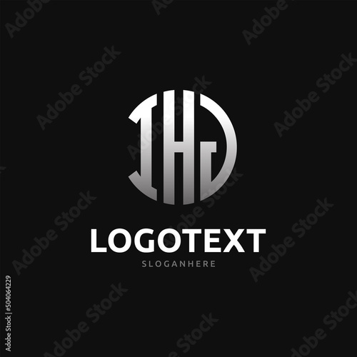 Ihj Monogram logo, Ihj Circle font, Round monogram Ihj letters, three letters logo