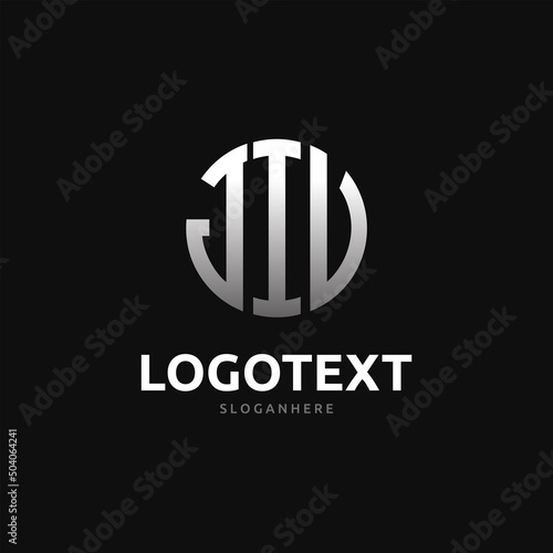Jiv Monogram logo, Jiv Circle font, Round monogram Jiv letters, three letters logo