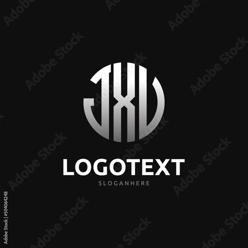 Jxv Monogram logo, Jxv Circle font, Round monogram Jxv letters, three letters logo