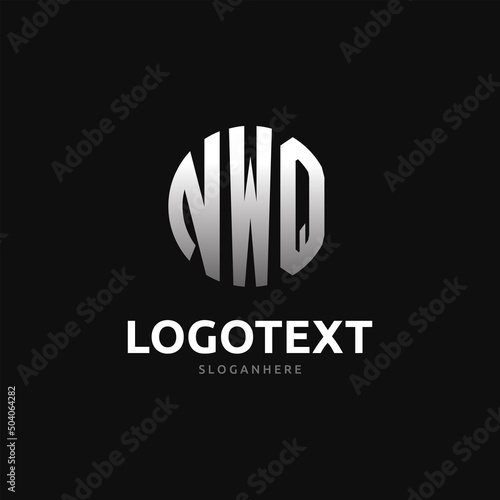 Nwq Monogram logo, Nwq Circle font, Round monogram Nwq letters, three letters logo