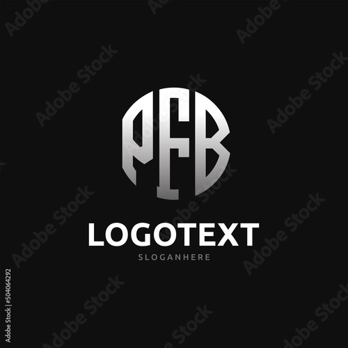 Pfb Monogram logo, Pfb Circle font, Round monogram Pfb letters, three letters logo