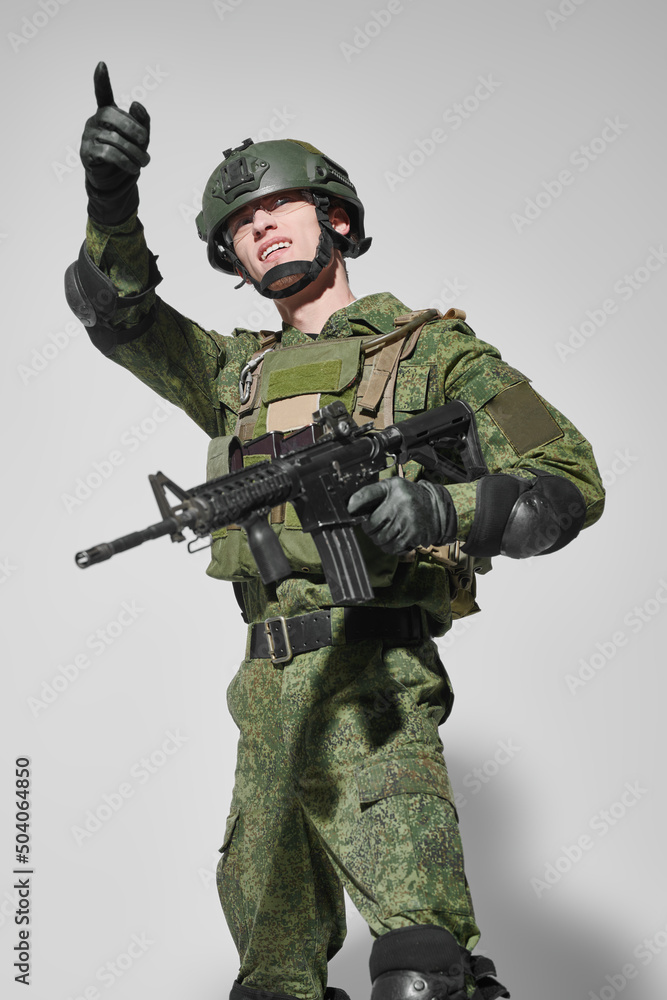 Fototapeta premium soldier with rifle