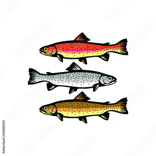 three different fish cut edge vector for logo suggestions