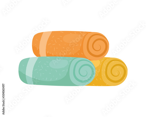 three rolled towels