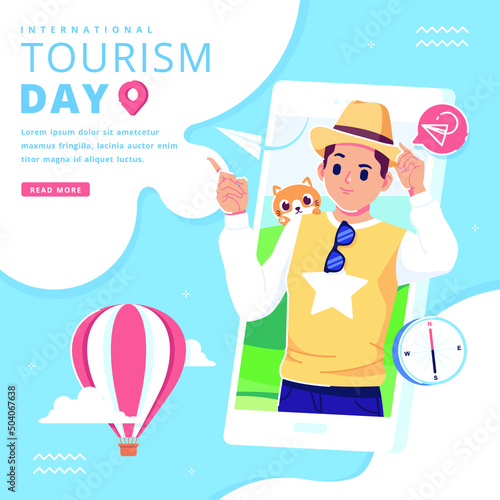 happy international tourism day illustration background