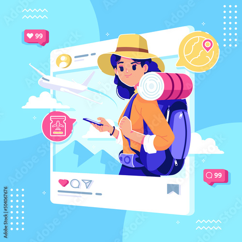 tourism day illustration social media background