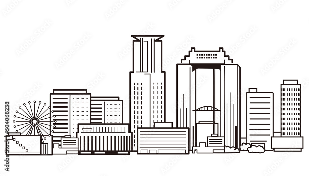 Naklejka premium 日本の大きな街-大阪北区