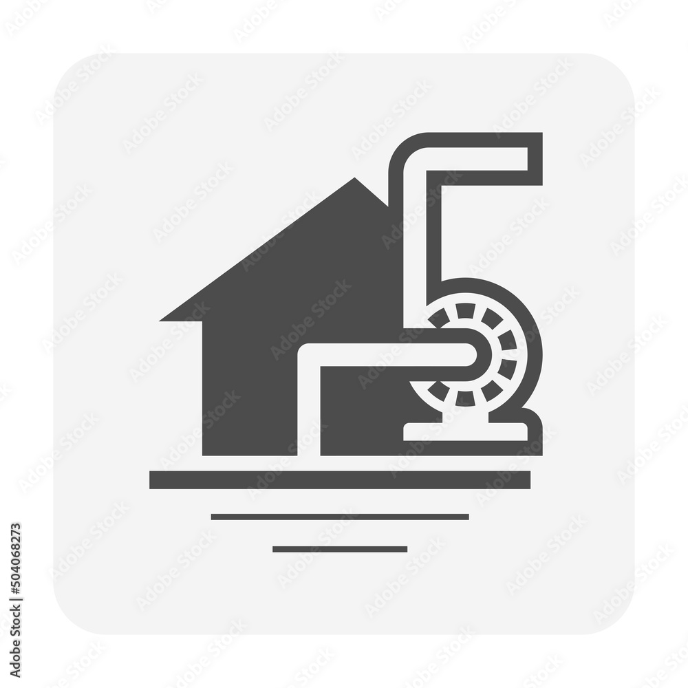 Home house or residential building in flood zone vector icon. Include pump station, hose pipe, pipeline. Natural disaster from rain, storm, hurricane, weather. To control, remove, drain, proof water.
Home house or residential building in flood zone vector icon. Include pump station, hose pipe, pipeline. Natural disaster from rain, storm, hurricane, weather. To control, remove, drain, proof water.