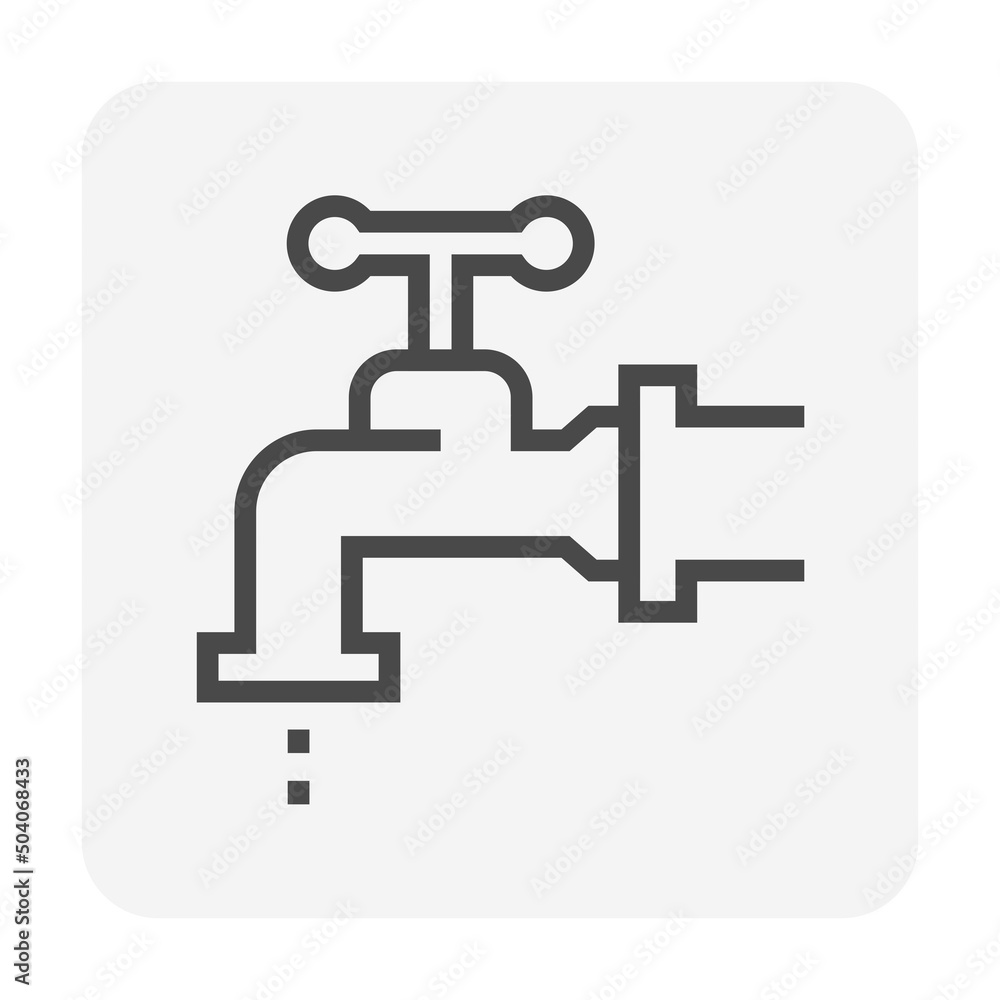 Water leak, leakage vector icon. May called drip, running. Include faucet, water tap, valve, pipe. Caused by old, rusty, broken for fix, repair by plumber. Concept of drought, economy. Editable stroke Water leak, leakage vector icon. May called drip, running. Include faucet, water tap, valve, pipe. Caused by old, rusty, broken for fix, repair by plumber. Concept of drought, economy. Editable stroke