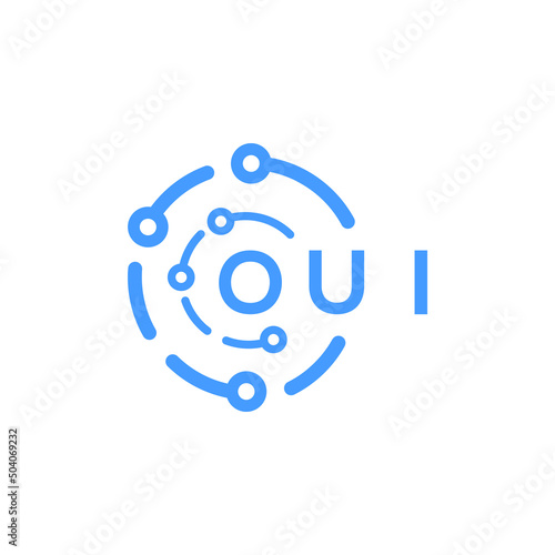 OUI technology letter logo design on white  background. OUI creative initials technology letter logo concept. OUI technology letter design.
 photo