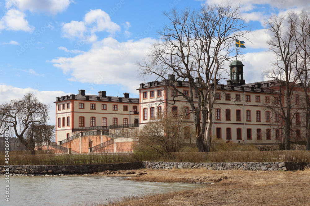 Exterior view of the Tullgarns castle located in the Swedish province of Sodermanland.
