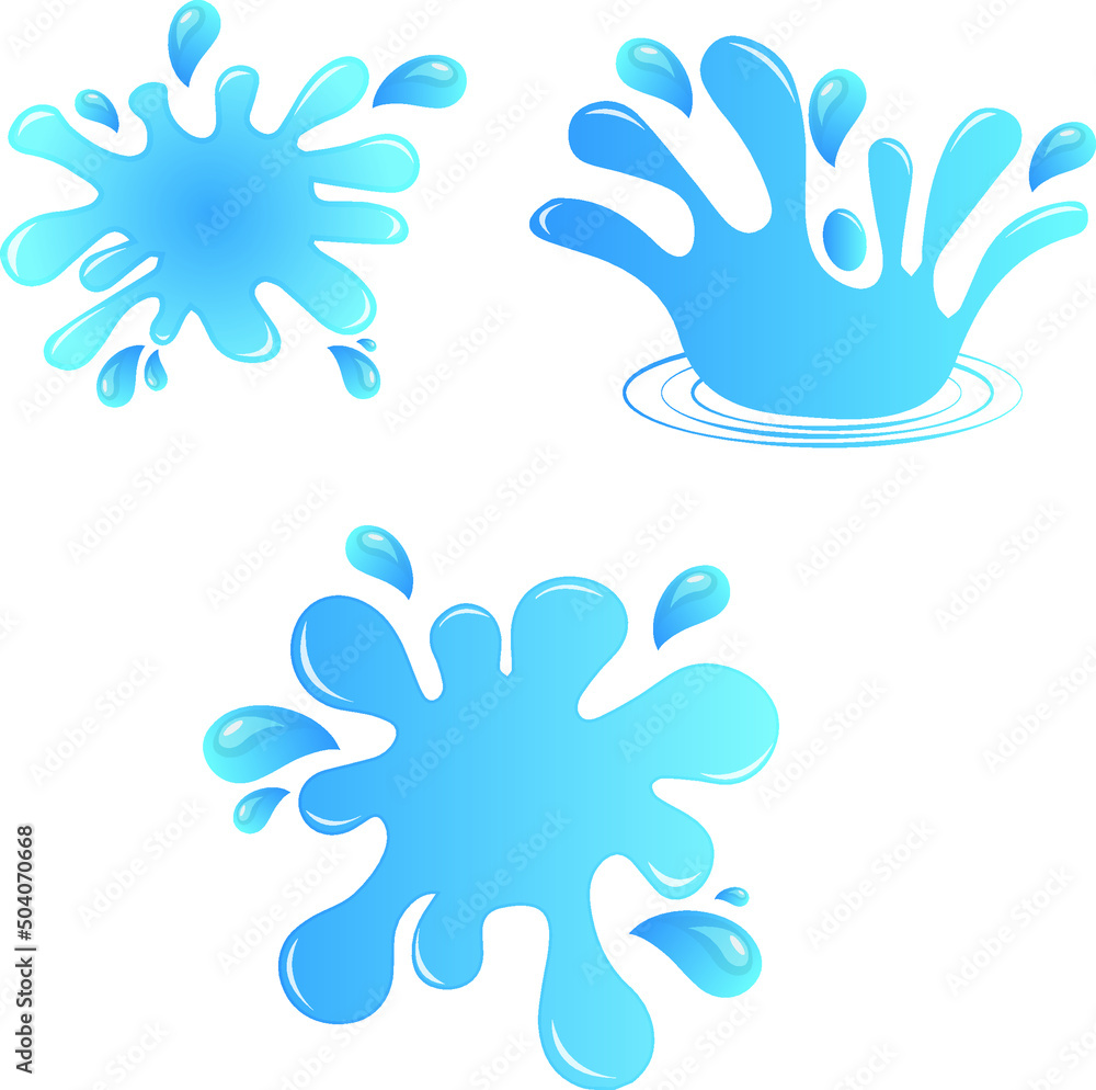 Blue water splash vector illustration set Blue water splash vector illustration set