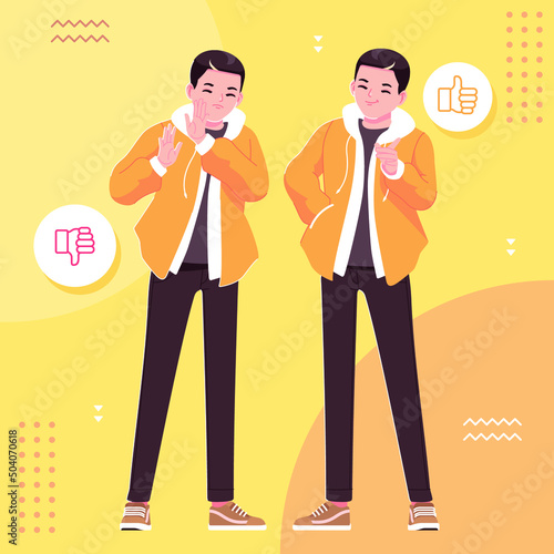 yes or no  people gesture illustration