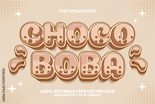 Choco Boba 3D flat cartoon style editable text effect