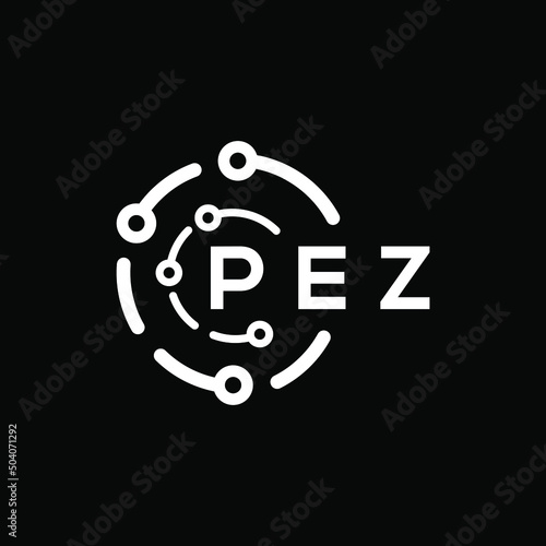 PEZ technology letter logo design on black  background. PEZ creative initials technology letter logo concept. PEZ technology letter design. photo