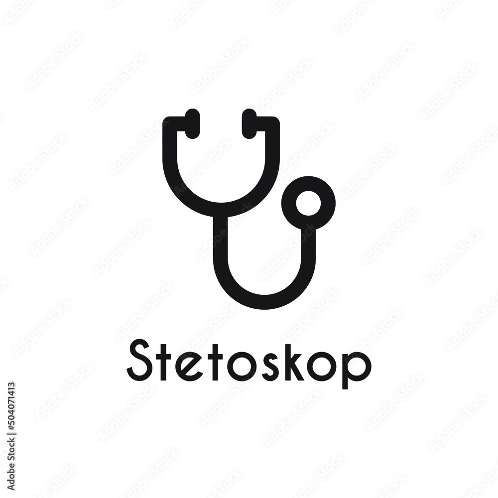 simple black stetoskop outline style icon design - obrazy, fototapety, plakaty 