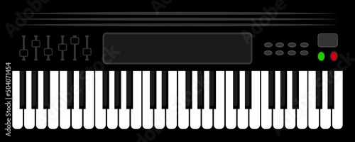 Piano music keyboard vector. Electronic synthesizer icon.