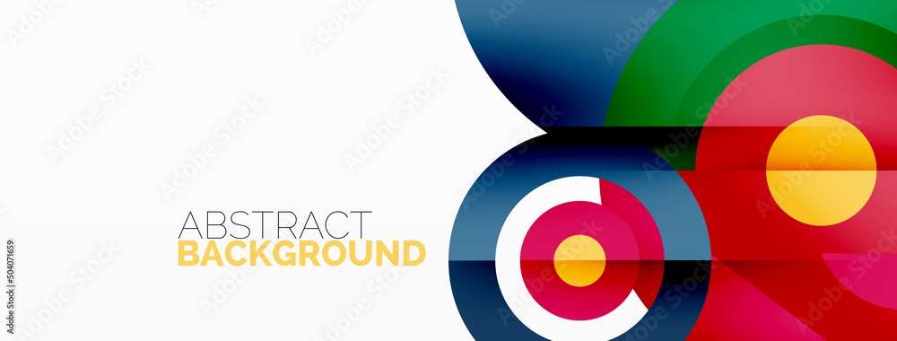 Fototapeta premium Abstract round shapes background. Minimalist decoration. Geometric background with circles and rings