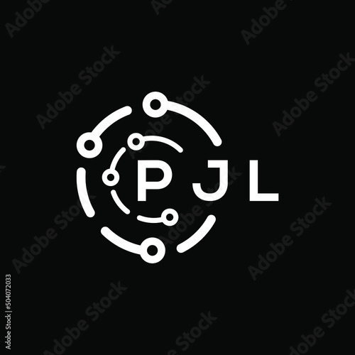 PJL technology letter logo design on black  background. PJL creative initials technology letter logo concept. PJL technology letter design. photo