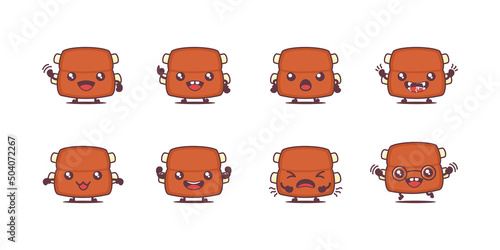 rib steak cartoon. food vector illustration. with different faces and expressions