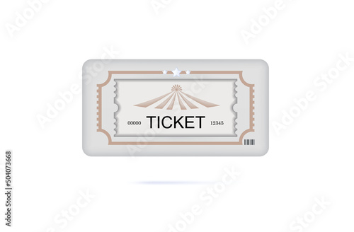 Ticket circus 3d. Invitation or entry access to an entertainment program, event or show. One colorful coupon with a barcode. Ticket for a children's party under the dome, in the circus arena. Vector 