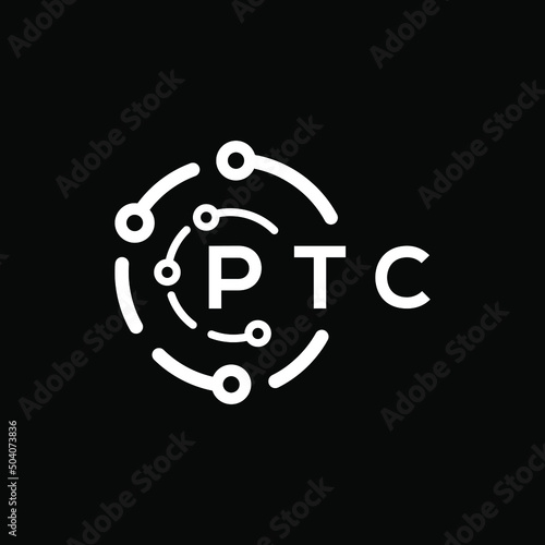 PTC technology letter logo design on black  background. PTC creative initials technology letter logo concept. PTC technology letter design.
