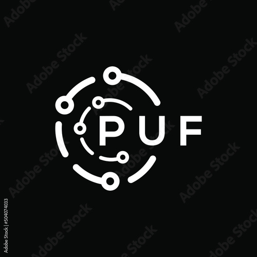 PUF technology letter logo design on black  background. PUF creative initials technology letter logo concept. PUF technology letter design.

