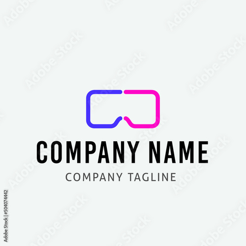 Virtual reality vr vector logo design template