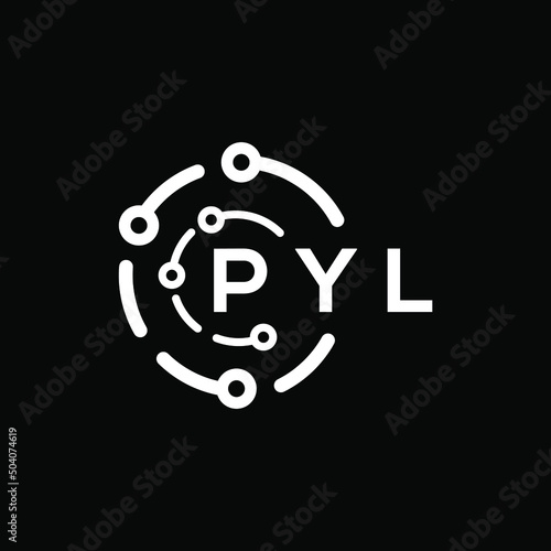 PYL technology letter logo design on black  background. PYL creative initials technology letter logo concept. PYL technology letter design.
