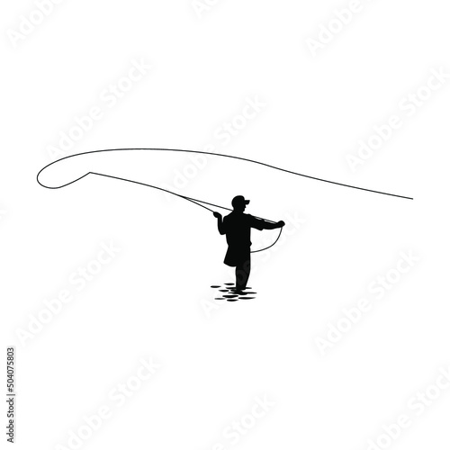 flay fishing vector in action for illustration