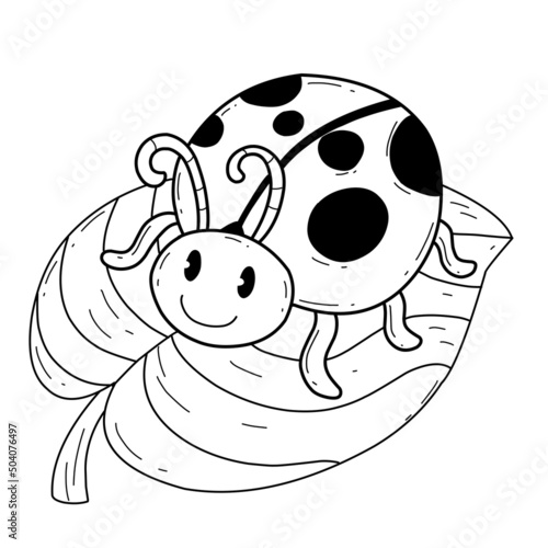 animals coloring book alphabet. Isolated on white background. Vector cartoon ladybug. © aka vector