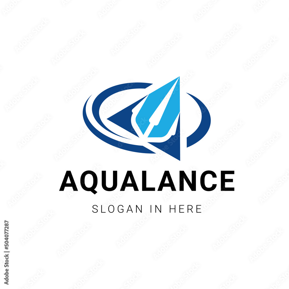 Fototapeta premium triangle shaped with poseidon icon inside logo design illustration
