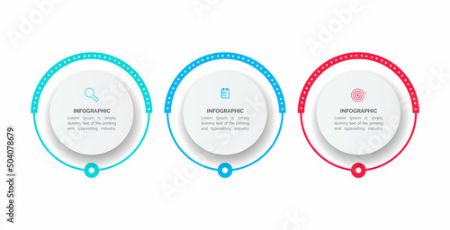 Vector infographic template with 3D paper label, integrated circles. Business concept with 3 options. For content, diagram, flowchart, steps, parts