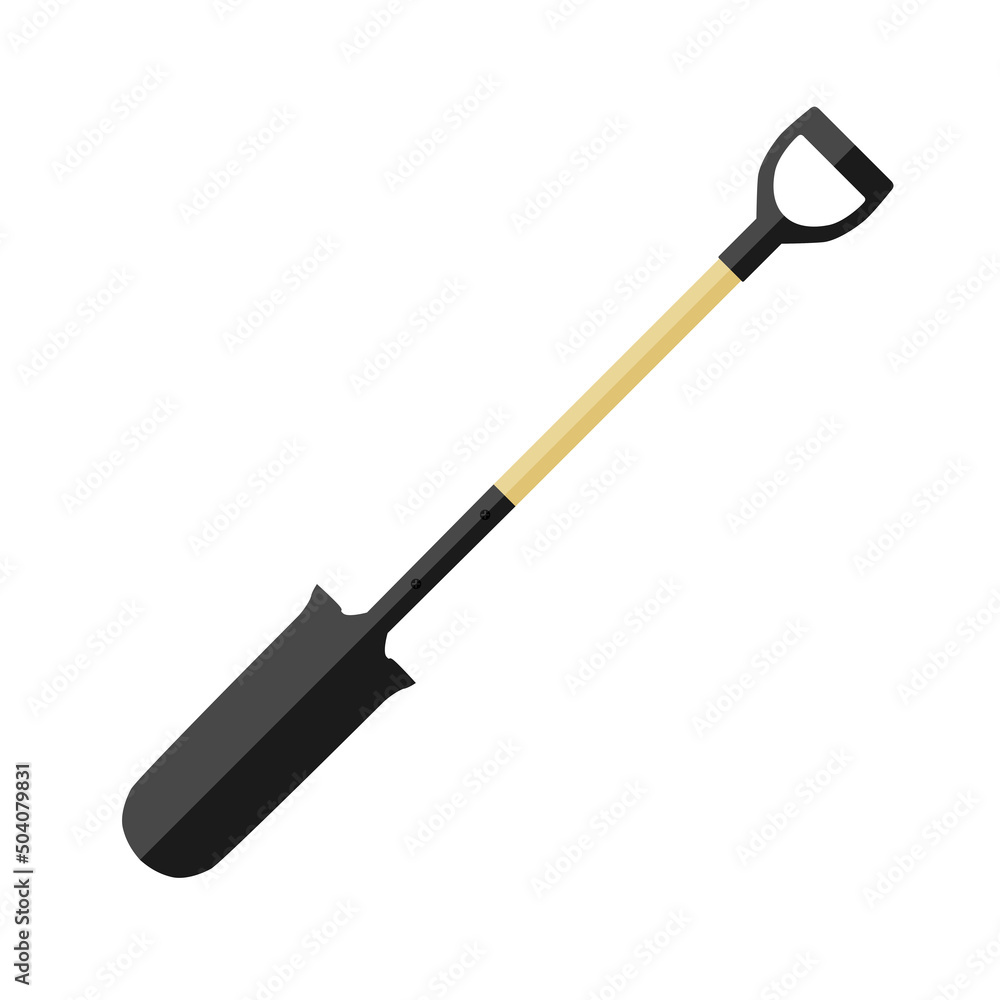 The color icon is a narrow shovel. A shovel for digging holes for planting plants and a variety of garden and construction work. Gardening and construction equipment. Vector illustration isolated. The color icon is a narrow shovel. A shovel for digging holes for planting plants and a variety of garden and construction work. Gardening and construction equipment. Vector illustration isolated.