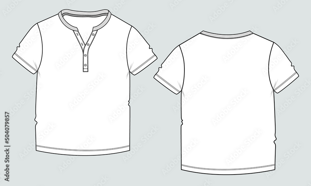 Short sleeve Basic T-shirt technical fashion flat sketch vector Illustration template front and back views. Basic apparel Design Mock up for Kids and boys. Short sleeve Basic T-shirt technical fashion flat sketch vector Illustration template front and back views. Basic apparel Design Mock up for Kids and boys.