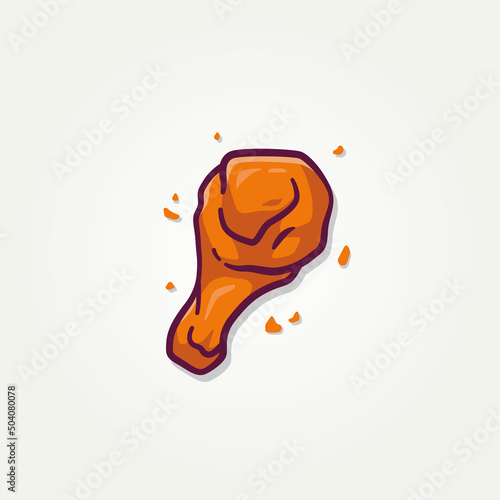 crispy fried chicken leg illustration flat icon vector illustration design. fast food fried chicken leg flat design
