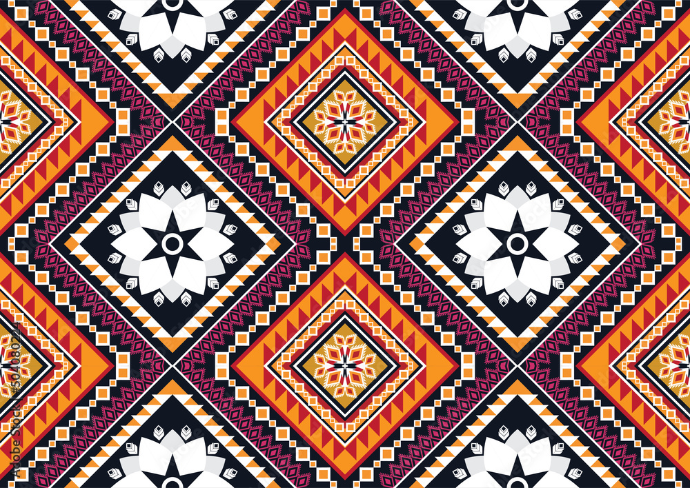 Ethnic abstract geometric flower pattern Design for background, carpet, clothing, wrapping, fabric, cover, textile