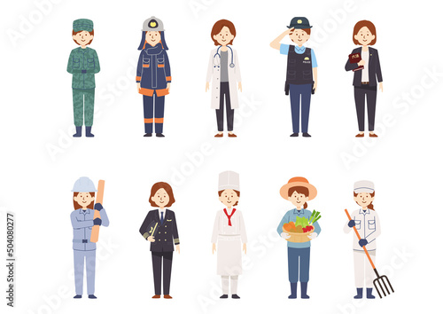 いろいろな職業の女性のイラスト