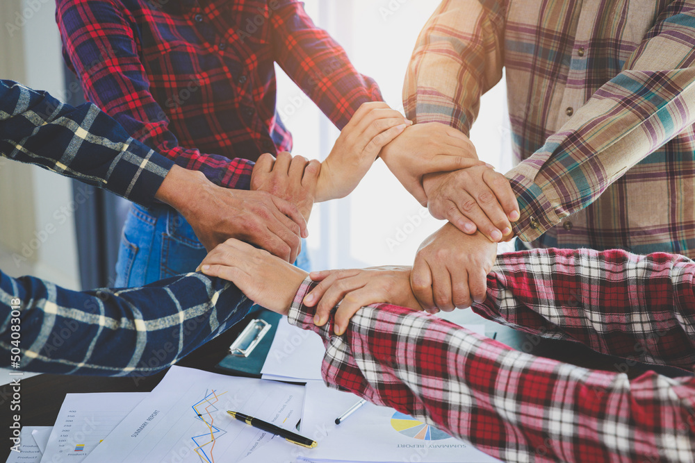 A Diverse Group Of People Connects Their Hands As A Supportive Sign ...